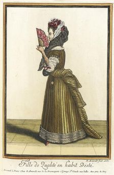 Recueil des modes de la cour de France, Fille de Qualité en Habit dÉsté 1687. Creator: Nicolas Arnoult