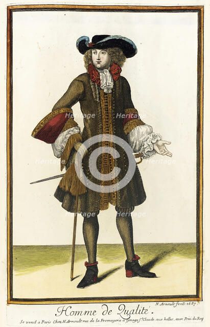 Recueil des modes de la cour de France, 'Homme de Qualité', 1687. Creator: Nicolas Arnoult.
