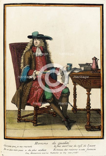 Recueil des modes de la cour de France, 'Homme de Qualité', Bound 1703-1704. Creator: Henri Bonnart.