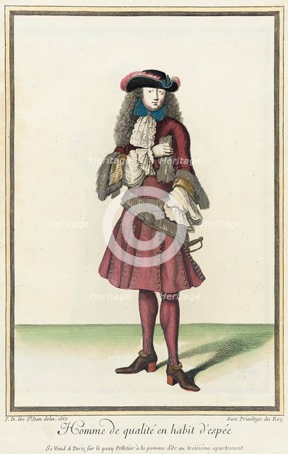 Recueil des modes de la cour de France, 'Homme de Qualité en Habit d'Espée', 1683. Creator: Jean de Dieu.