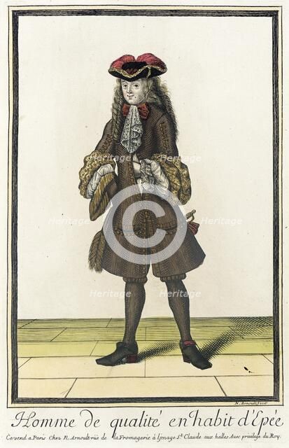 Recueil des modes de la cour de France, 'Homme de Qualité en Habit..., between c1678 and c1681. Creator: Nicolas Arnoult.