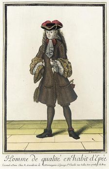 Recueil des modes de la cour de France, Homme de Qualité en Habit..., between c1678 and c1681. Creator: Nicolas Arnoult