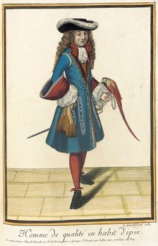 Recueil des modes de la cour de France, Homme de Qualité en Habit d'Épée 1687. Creator: Nicolas Arnoult