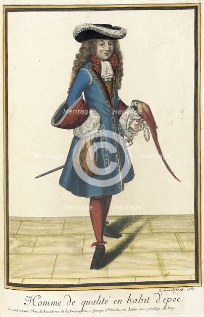 Recueil des modes de la cour de France, 'Homme de Qualité en Habit d'Épée', 1687. Creator: Nicolas Arnoult.