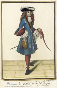 Recueil des modes de la cour de France, Homme de Qualité en Habit d'Épée 1687. Creator: Nicolas Arnoult