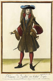 Recueil des modes de la cour de France, Homme de Qualité, en Habit d'Épée 1687. Creator: Nicolas Arnoult