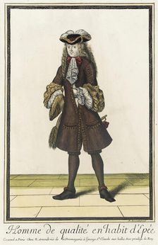 Recueil des modes de la cour de France, Homme de Qualité en Habit d'Epée between 1678 and 1681. Creator: Nicolas Arnoult