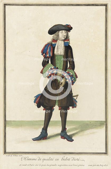 Recueil des modes de la cour de France, 'Homme de Qualité en Habit d'Esté', 1678. Creator: Jean de Dieu.