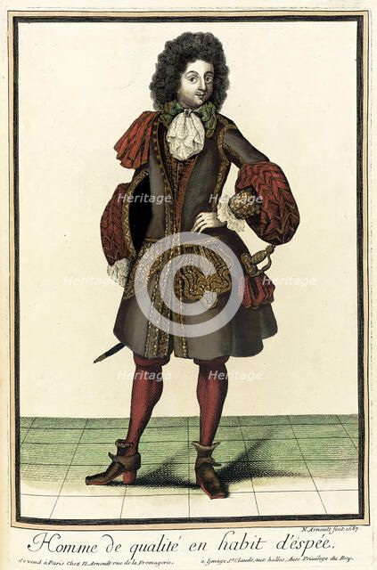 Recueil des modes de la cour de France, 'Homme de Qualité en Habit d'Éspée', 1687. Creator: Nicolas Arnoult.