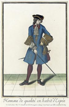 Recueil des modes de la cour de France, Homme de Qualité en Habit d'Espée 1688. Creator: Nicolas Arnoult