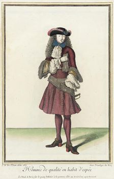 Recueil des modes de la cour de France, Homme de Qualité en Habit d'Espée 1683. Creator: Jean de Dieu