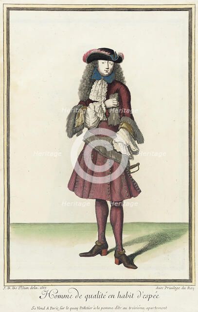 Recueil des modes de la cour de France, 'Homme de Qualité en Habit d'Espée', 1683. Creator: Jean de Dieu.