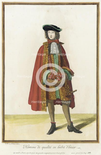 Recueil des modes de la cour de France, 'Homme de Qualité en Habit d'Hiuer', 1683. Creator: Jean de Dieu.