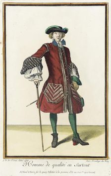Recueil des modes de la cour de France, Homme de Qualité en Surtout 1684. Creator: Jean de Dieu