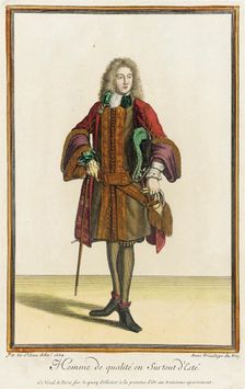 Recueil des modes de la cour de France, Homme de Qualité en Surtout d'Esté 1684. Creator: Jean de Dieu
