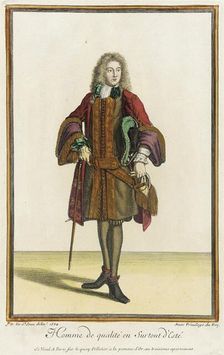 Recueil des modes de la cour de France, Homme de Qualité en Surtout d'Esté 1684. Creator: Jean de Dieu