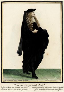 Recueil des modes de la cour de France, Homme en Grand Deüil between 1670 and 1683. Creators: Nicolas Bonnart, Jean-Baptiste Bonnart