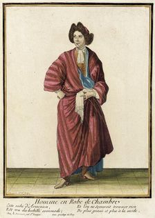 Recueil des modes de la cour de France, Homme en Robe de Chambre 1676. Creators: Nicolas Bonnart, Jean-Baptiste Bonnart