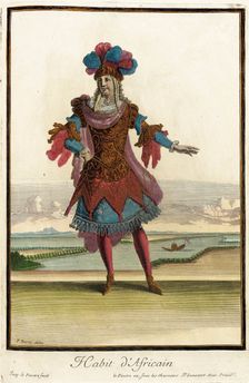 Recueil des modes de la cour de France, Habit d'Africain Bound 1703-1704. Creators: Jean Lepautre, Jean Berain, Jacques Le Pautre
