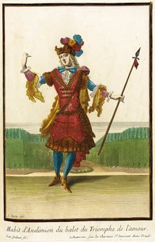 Recueil des modes de la cour de France, Habit d'Andimion du Balet du Triomphe de l'Amour 1703-1704 Creators: Jean Berain, Jean Lepautre, Jacques Le Pautre, Jean Doliver