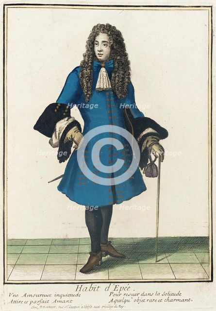 Recueil des modes de la cour de France, 'Habit d'Epée', between c1680 and c1690. Creator: Nicolas Bonnart.