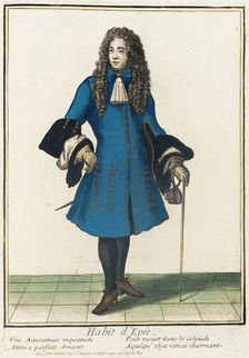 Recueil des modes de la cour de France, Habit d'Epée between c1680 and c1690. Creator: Nicolas Bonnart