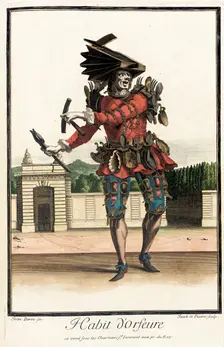 Recueil des modes de la cour de France, Habit d'Orfeure Bound 1703-1704. Creators: Jean Lepautre, Jean Berain, Jacques Le Pautre