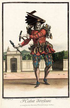 Recueil des modes de la cour de France, Habit d'Orfeure Bound 1703-1704. Creators: Jean Lepautre, Jean Berain, Jacques Le Pautre