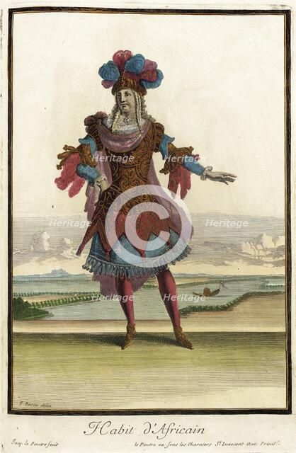 Recueil des modes de la cour de France, 'Habit d'Africain', Bound 1703-1704. Creators: Jean Lepautre, Jean Berain, Jacques Le Pautre.