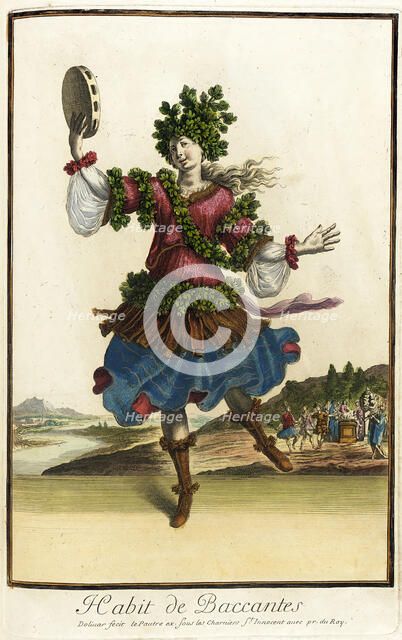 Recueil des modes de la cour de France, 'Habit de Baccantes', c1682. Creators: Jacques Le Pautre, Jean Doliver.