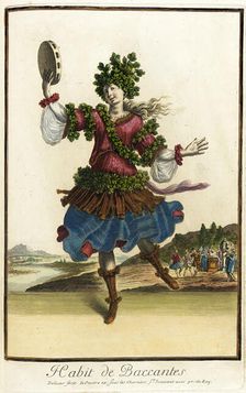 Recueil des modes de la cour de France, Habit de Baccantes c1682. Creators: Jacques Le Pautre, Jean Doliver