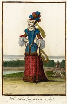 Recueil des modes de la cour de France, Habit de Fantaisie pour un Bal Bound 1703-1704. Creators: Jean Berain, Jacques Le Pautre, Jean Lepautre