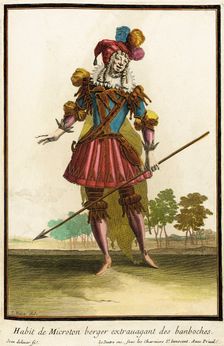 Recueil des modes de la cour de France, Habit de Microton Berger Extravagant des..., 1703-1704. Creators: Jacques Le Pautre, Jean Doliver, Jean Berain