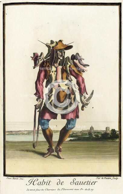 Recueil des modes de la cour de France, 'Habit de Sauetier', Bound 1703-1704. Creators: Jean Lepautre, Jean Berain, Jacques Le Pautre.