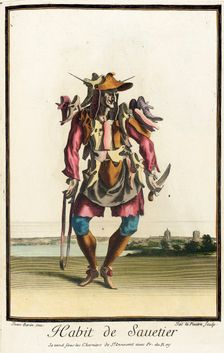 Recueil des modes de la cour de France, Habit de Sauetier Bound 1703-1704. Creators: Jean Lepautre, Jean Berain, Jacques Le Pautre