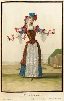 Recueil des modes de la cour de France, Habit de Paysanne Bound 1703-1704. Creators: Jean Lepautre, Jean Berain, Jacques Le Pautre
