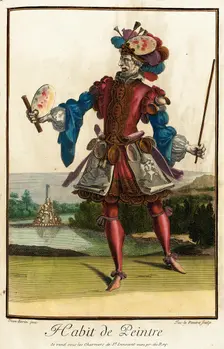 Recueil des modes de la cour de France, Habit de Peintre Bound 1703-1704. Creators: Jean Lepautre, Jean Berain, Jacques Le Pautre