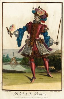 Recueil des modes de la cour de France, Habit de Peintre Bound 1703-1704. Creators: Jean Lepautre, Jean Berain, Jacques Le Pautre
