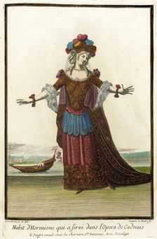 Recueil des modes de la cour de France, Habit d'Hermoine qui à Servi dans l'Opera de...,1703-1704. Creators: Jean Berain, Jacques Le Pautre, Jean Lepautre