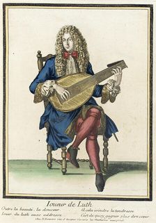 Recueil des modes de la cour de France, Joueur de Luth Bound 1703-1704. Creator: Henri Bonnart