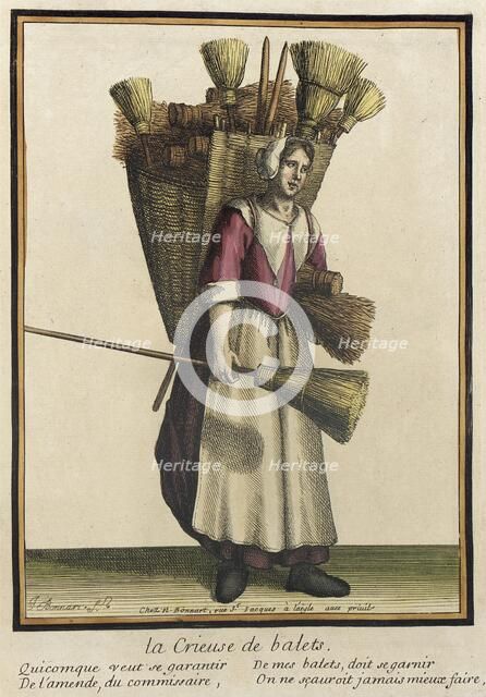 Recueil des modes de la cour de France, 'La Crieuse de Balets', after 1674. Creators: Jean-Baptiste Bonnart, Nicolas Bonnart.