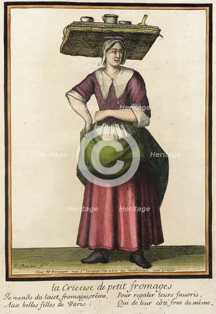 Recueil des modes de la cour de France, 'La crieuse de Petit Fromages', between 1675 and 1685. Creator: Henri Bonnart.