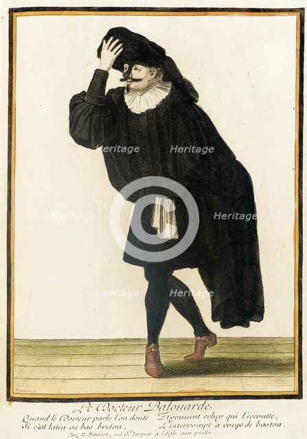 Recueil des modes de la cour de France, 'Le Docleur Baloüarde', between c1678 and c1693. Creator: Nicolas Bonnart.