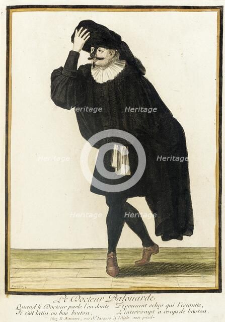 Recueil des modes de la cour de France, 'Le Docleur Baloüarde', between c1678 and c1693. Creator: Nicolas Bonnart.