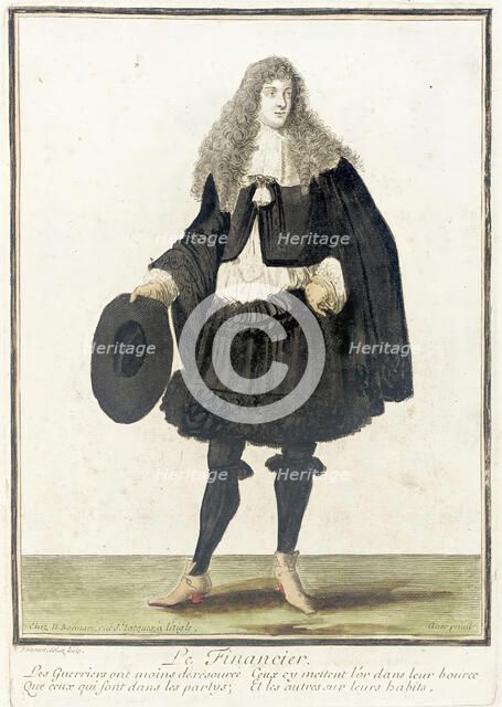 Recueil des modes de la cour de France, 'Le Financier', between circa 1678 and circa 1693. Creator: Nicolas Bonnart.