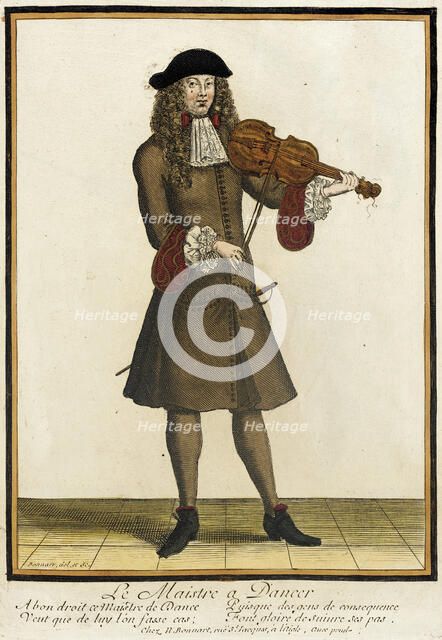Recueil des modes de la cour de France, 'Le Maistre a Daneer', between circa 1678 and circa 1693. Creator: Nicolas Bonnart.