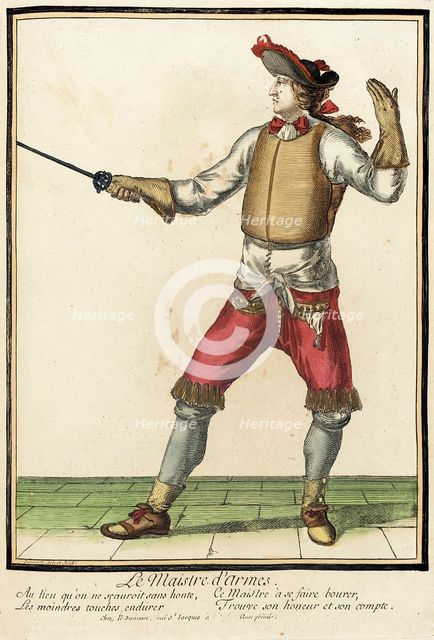 Recueil des modes de la cour de France, 'Le Maistre d'Armes', between circa 1678 and circa 1693. Creator: Nicolas Bonnart.