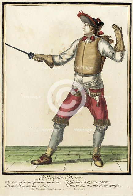 Recueil des modes de la cour de France, 'Le Maistre d'Armes', between circa 1678 and circa 1693. Creator: Nicolas Bonnart.