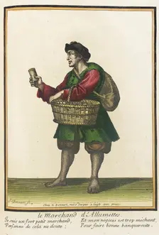 Recueil des modes de la cour de France, Le marchand d'Allumettes after 1674. Creators: Nicolas Bonnart, Jean-Baptiste Bonnart