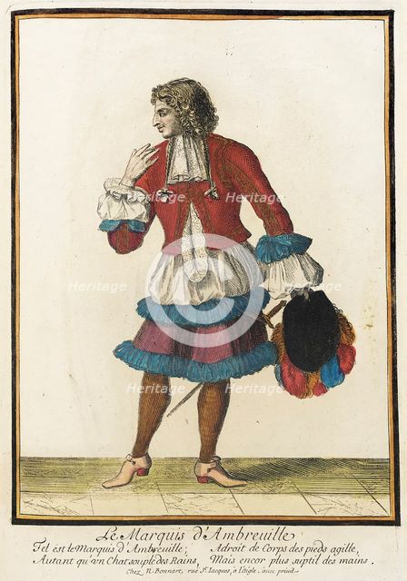 Recueil des modes de la cour de France, 'Le Marquis d'Ambreuille', between circa 1678 and circa 1693 Creator: Nicolas Bonnart.